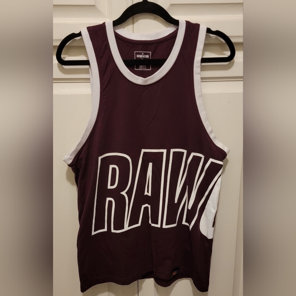 Burgundy and White Mens Brand New Raw Gear Tank Top